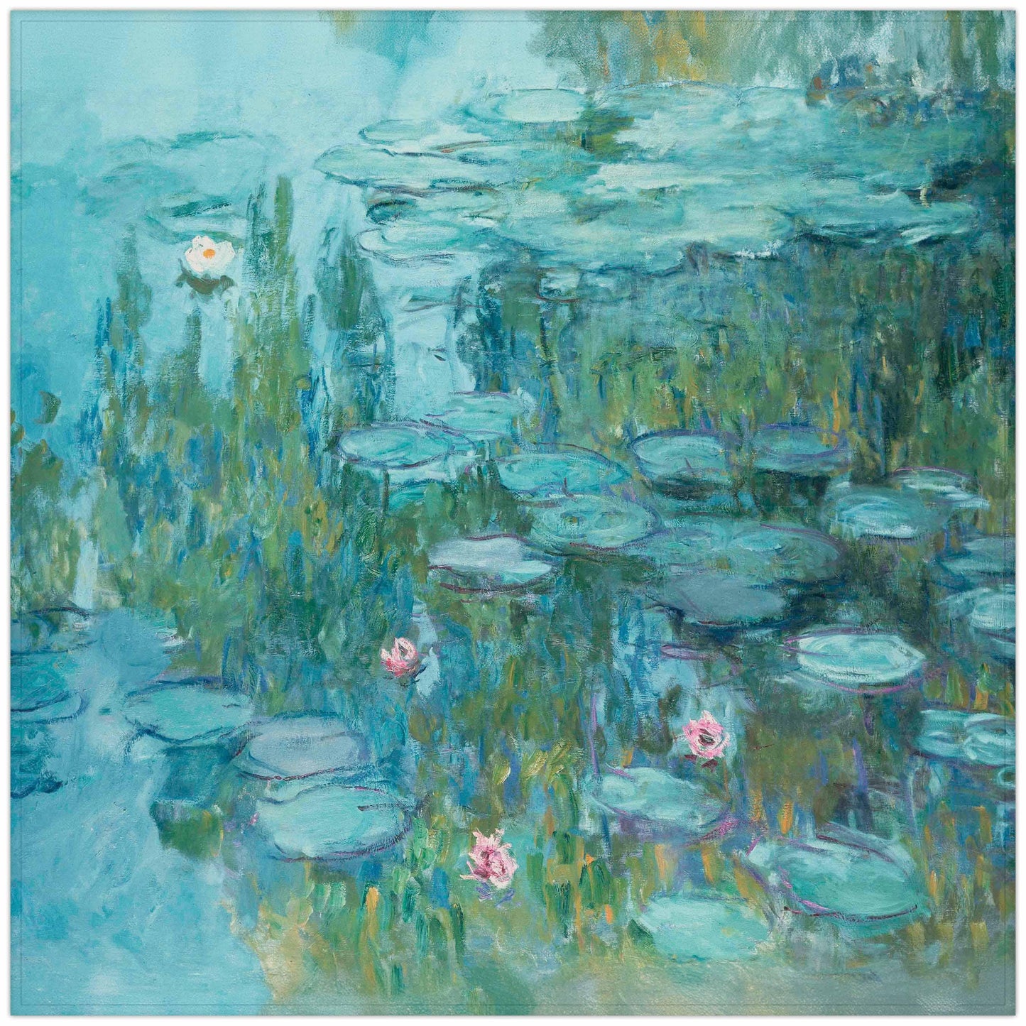 Tablecloth, Monet, Water Lillies, 1915, vintage decor, 100% linen
