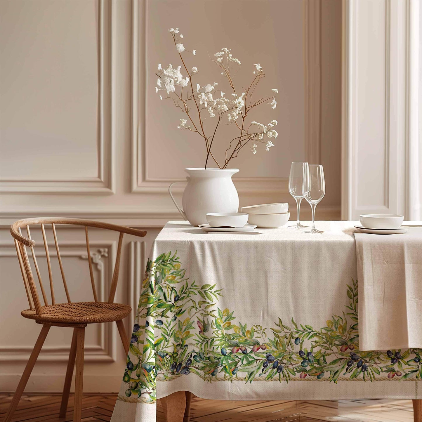 Provence tablecloth, Olives pattern, Linen tablecloth, farmhouse decor, 100% linen fabric, rectangle tablecloth