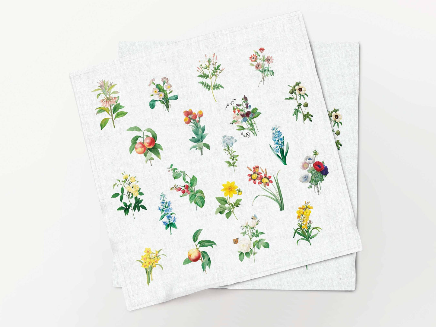 Napkins set, Beautiful Blooming Wild Flowers, 100% linen
