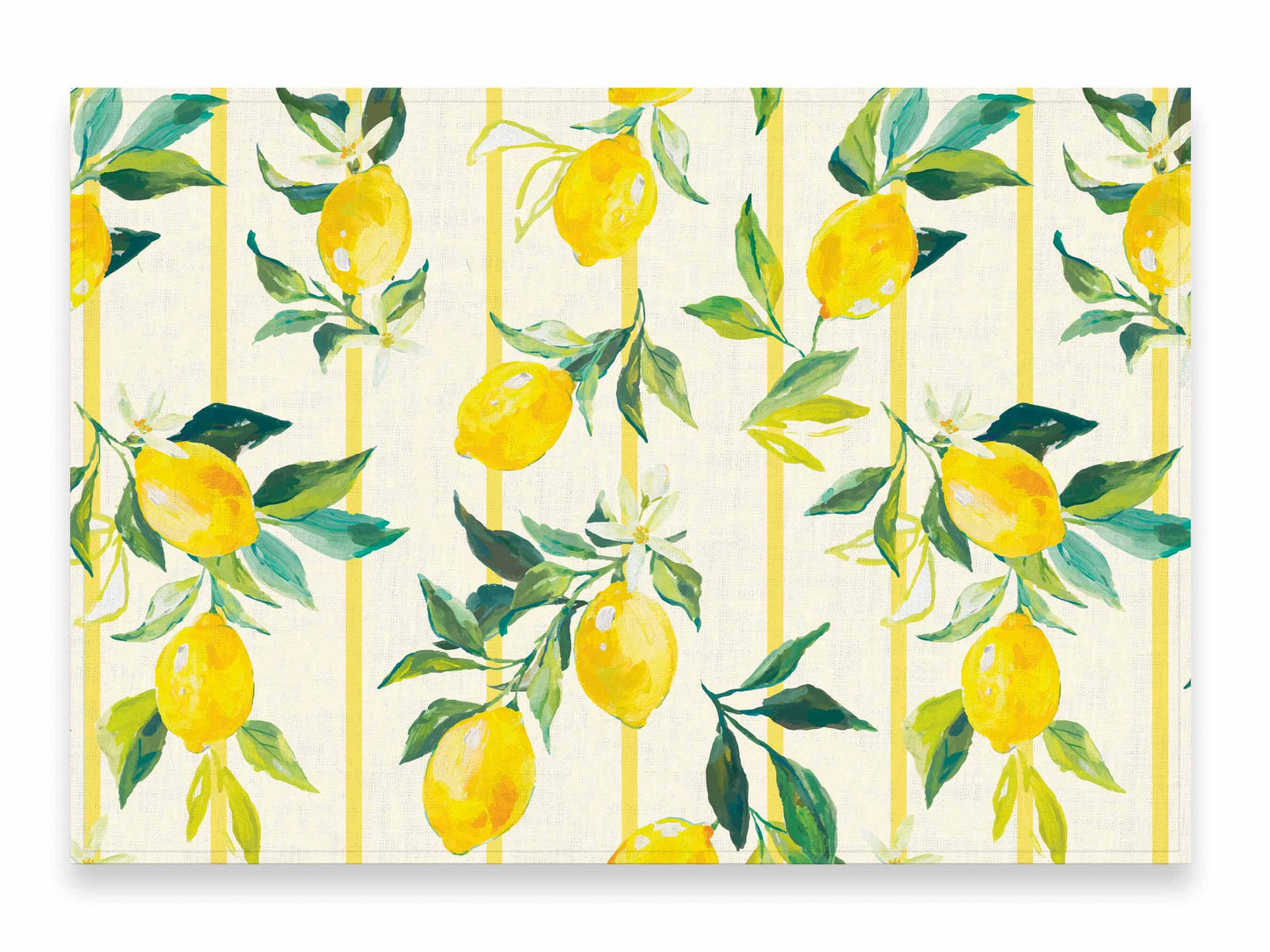 Placemats set, Tuscan Lemons, linen placemats, 100% linen, Floral print, vintage placemats