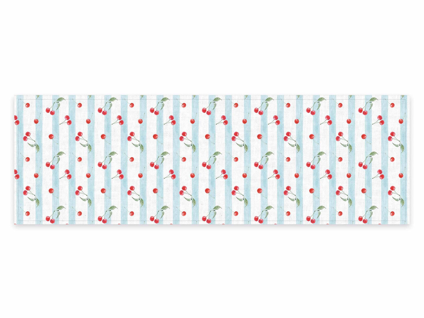 Table runner, Vintage Cherries & Stripes, 100% linen