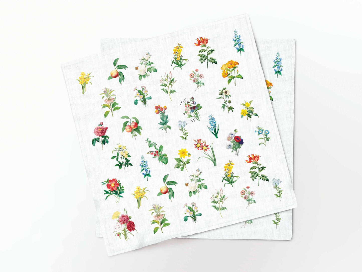 Napkins set, Beautiful Blooming Wild Flowers, 100% linen