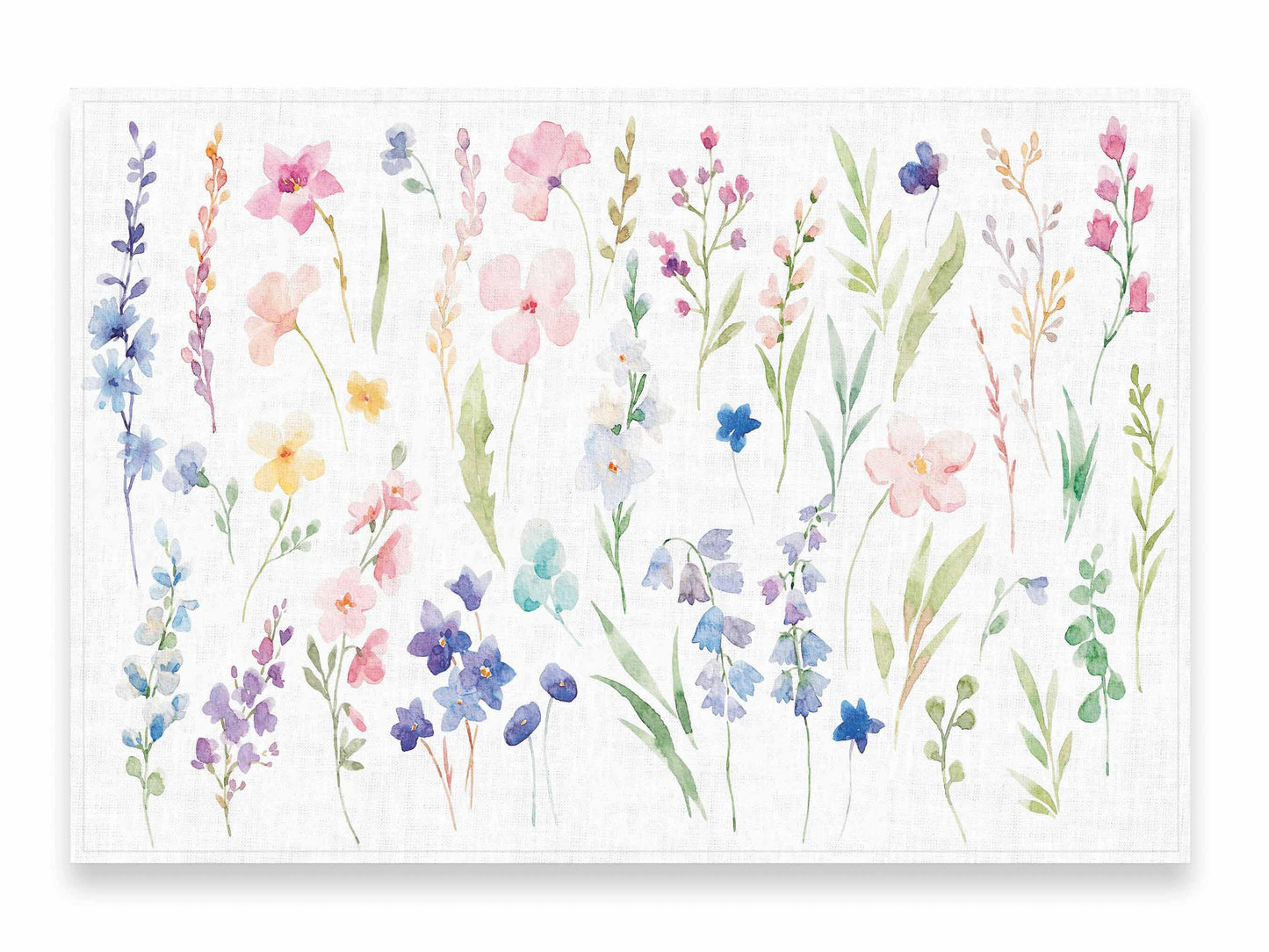 Placemats set, Watercolor Meadow, 100% linen