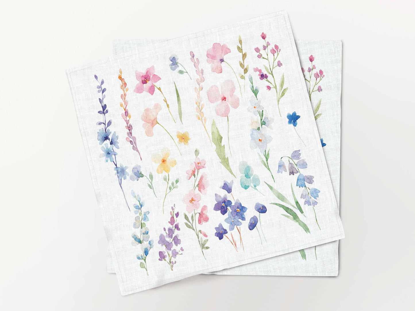 Napkins set, Watercolor Meadow, 100% linen