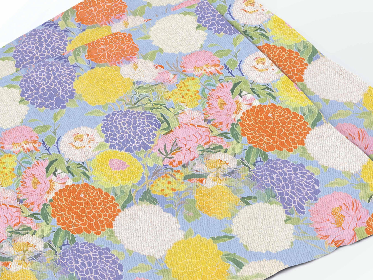 Placemats set, Aster and Dahlia, Summer table decor, 100% linen