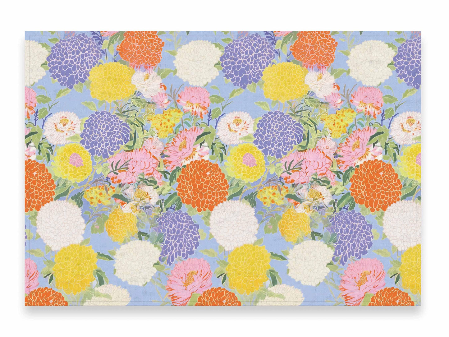 Placemats set, Aster and Dahlia, Summer table decor, 100% linen