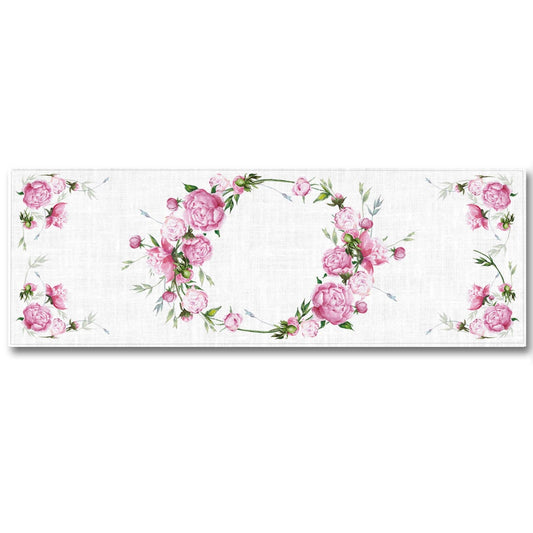 Table runner, peonies, linen, custom size table runner, 100% linen, peony, easter table runner, wedding table decor, pink decor