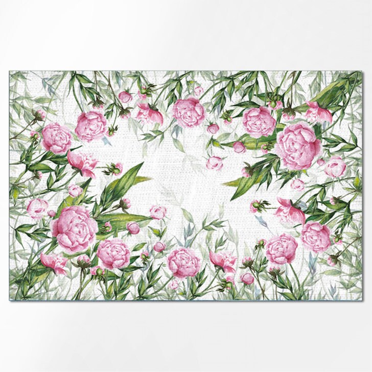 Placemats set, Peony, Peonies, Linen placemats, Blush pink placemats, Green placemats, Peonies placemats, flowers, Table decor, housewarming