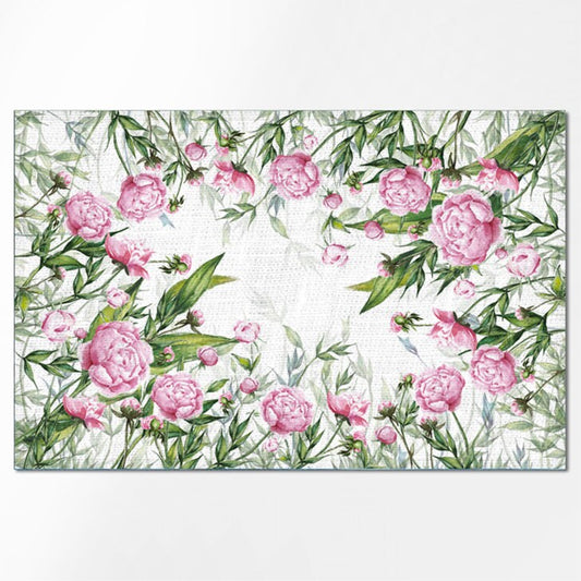 Placemats set, Peony, Peonies, Linen placemats, Blush pink placemats, Green placemats, Peonies placemats, flowers, Table decor, housewarming