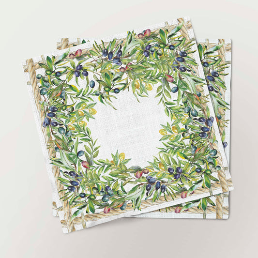 Cloth napkins, Napkins set, Six napkins, linen, olives, housewarming gift, home decor, farmhouse decor, vintage napkins, rectangle napkins
