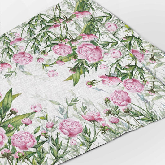 Placemats set, Peony, Peonies, Linen placemats, Blush pink placemats, Green placemats, Peonies placemats, flowers, Table decor, housewarming