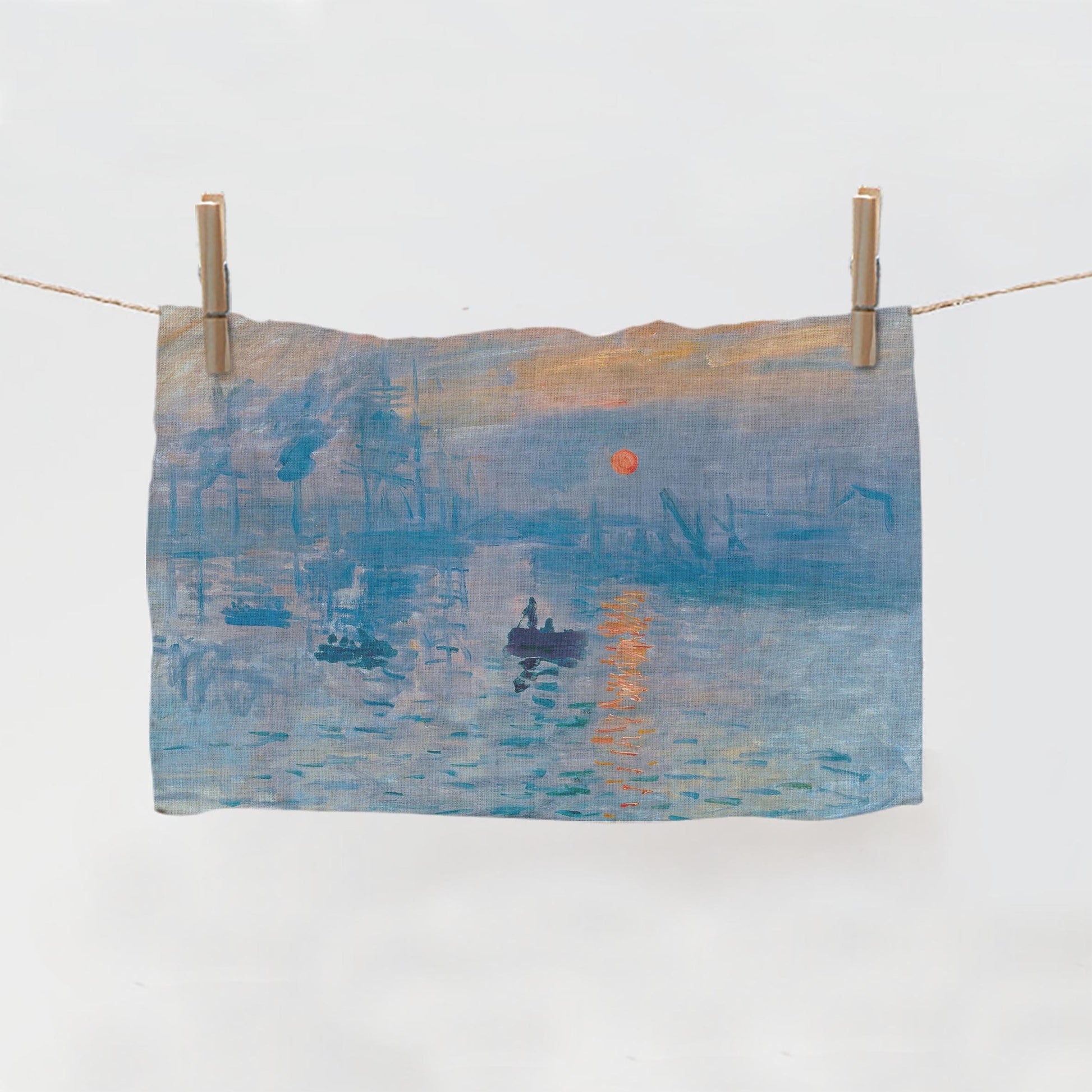 Apron, Claude Monet, Impression Sunrise, matching towel, linen apron, custom apron, free size apron, hand made apron, artist apron