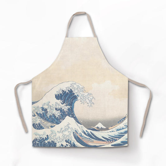 The great wave, apron, plus towel, Hokusai, Japan, 100% linen, hand made apron, kitchen decor, housewarming gift, linen apron, art print