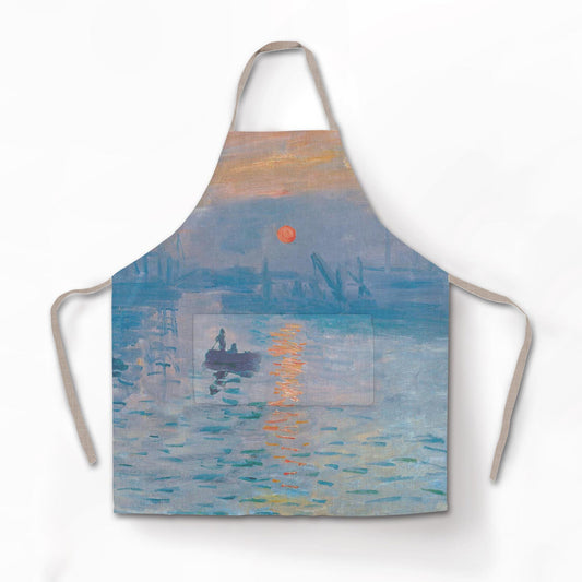 Apron, Claude Monet, Impression Sunrise, matching towel, linen apron, custom apron, free size apron, hand made apron, artist apron