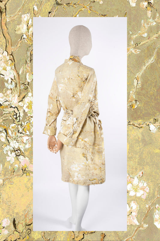 Vincent van Gogh, kimono robe, kimono cardigan, bathrobe, Almond blossom, 100% linen, bridesmaid gift, Linen robe, linen, Linen bathrobe