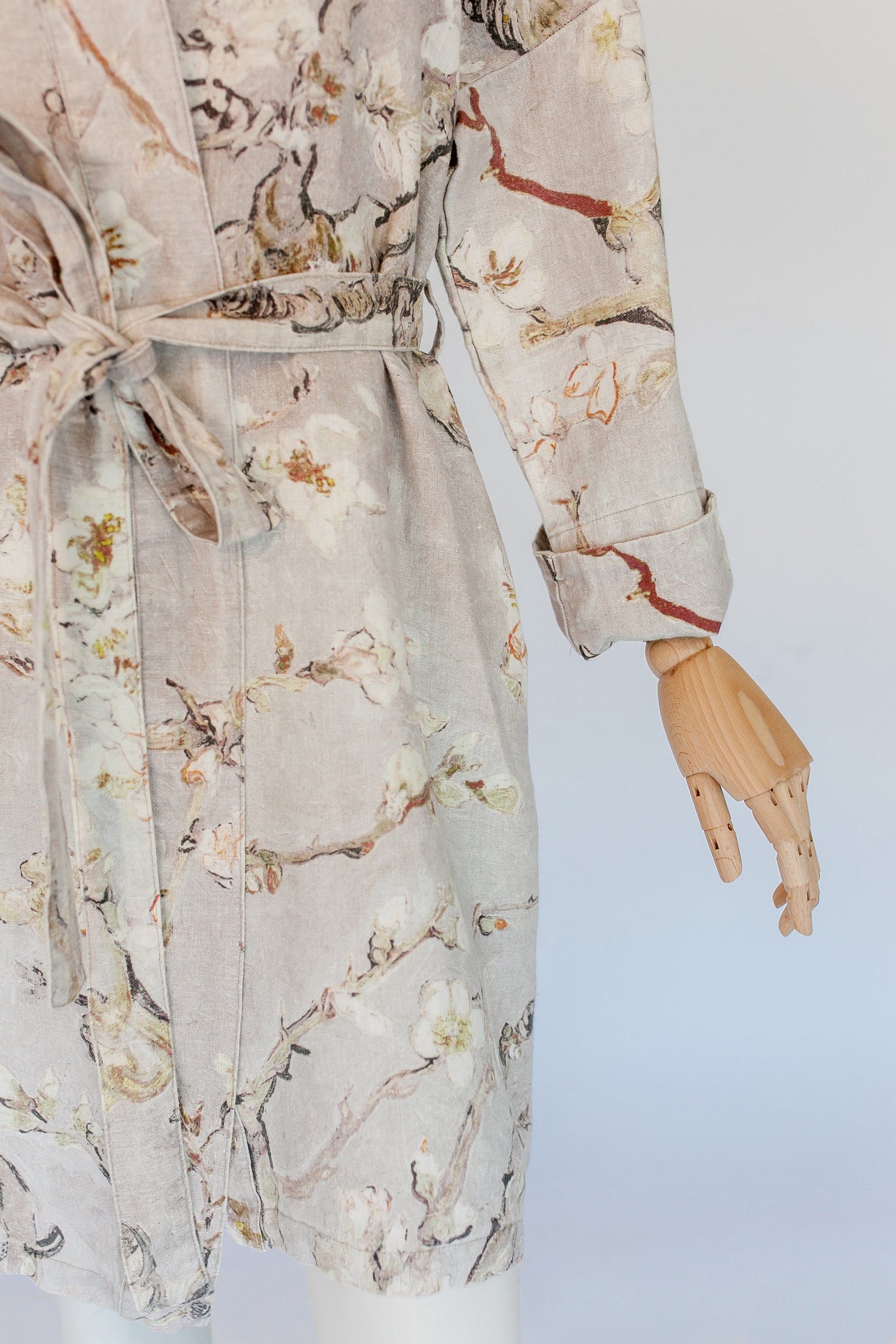 Kimono robe, Vincent van Gogh, kimono cardigan, bathrobe, Almond blossom, 100% linen, bridesmaid gift, Linen robe, linen, Linen bathrobe