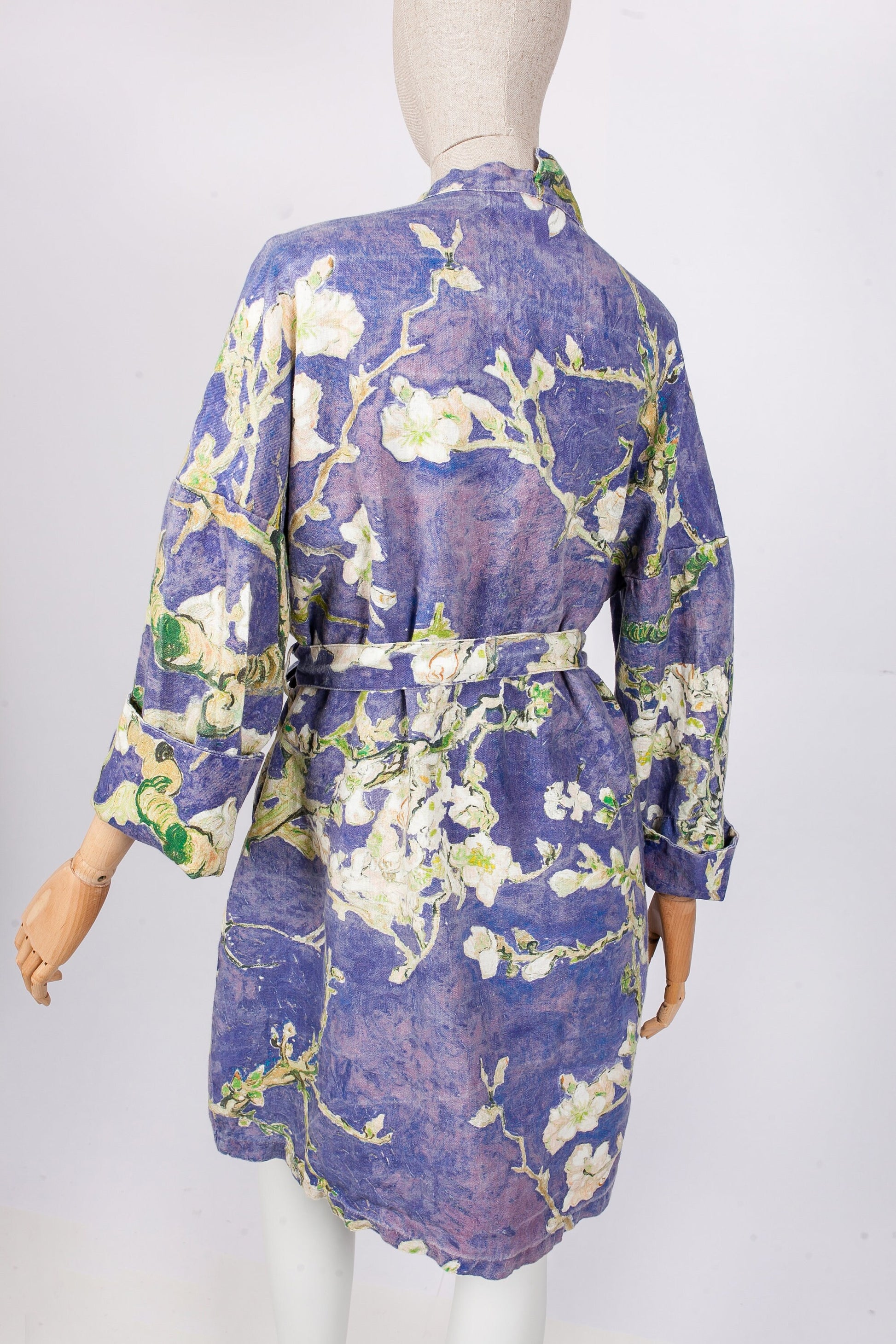 Kimono robe, Vincent van Gogh, kimono cardigan, bathrobe, Almond blossom, 100% linen, bridesmaid gift, Linen robe, linen, Linen bathrobe