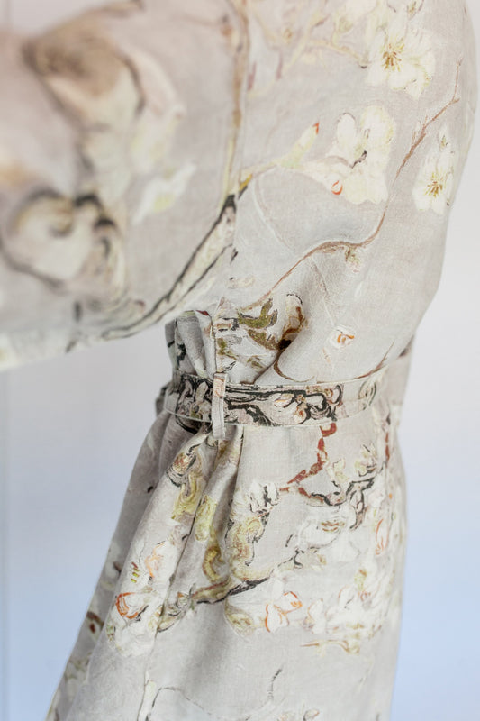 Kimono robe, Vincent van Gogh, kimono cardigan, bathrobe, Almond blossom, 100% linen, bridesmaid gift, Linen robe, linen, Linen bathrobe