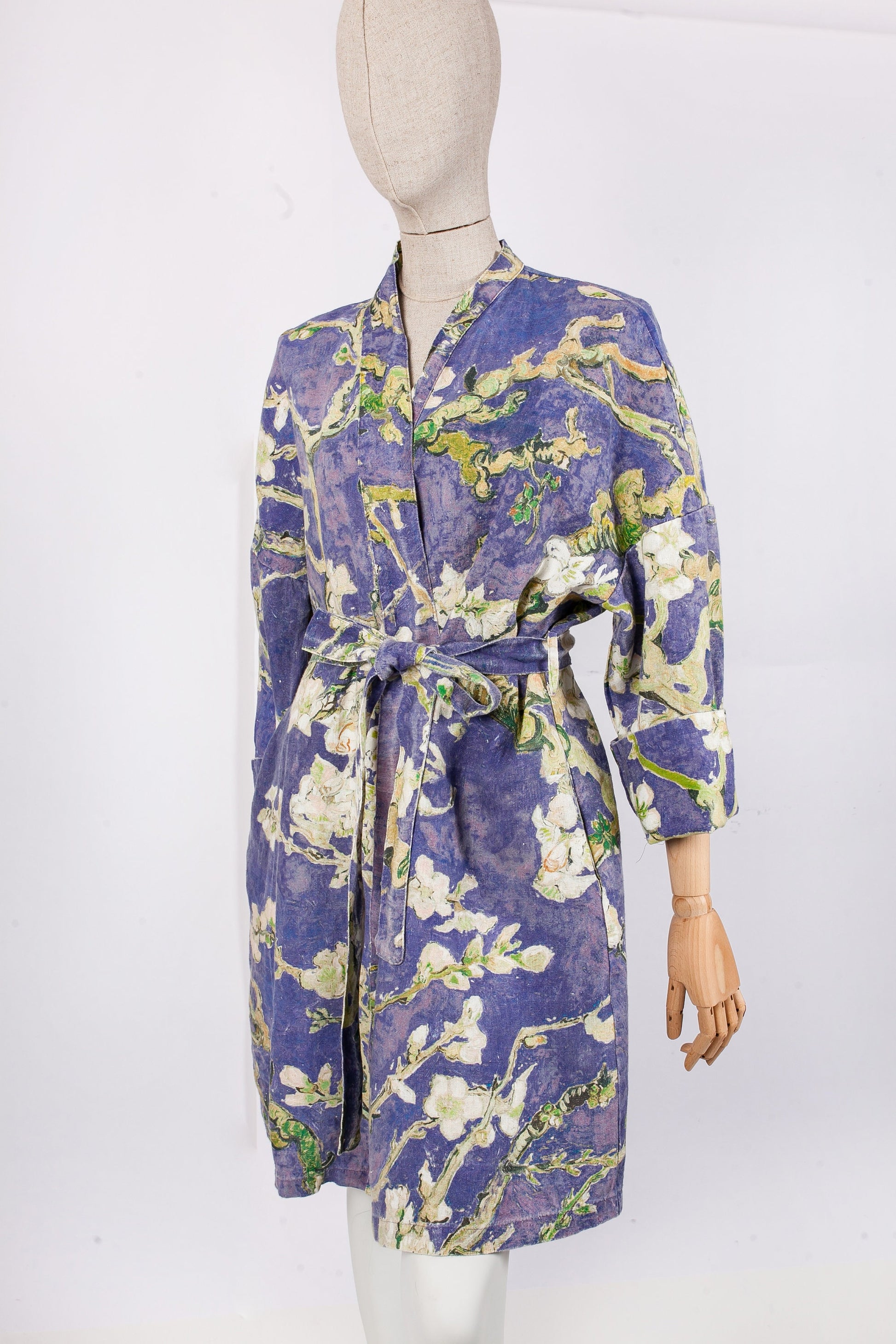 Kimono robe, Vincent van Gogh, kimono cardigan, bathrobe, Almond blossom, 100% linen, bridesmaid gift, Linen robe, linen, Linen bathrobe