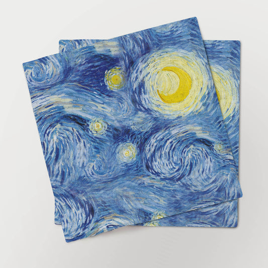 Napkins set, Van Gogh, Housewarming gift, Hand made napkins, unique napkins, cloth napkins, napkins pattern, blue napkins, gift idea for her