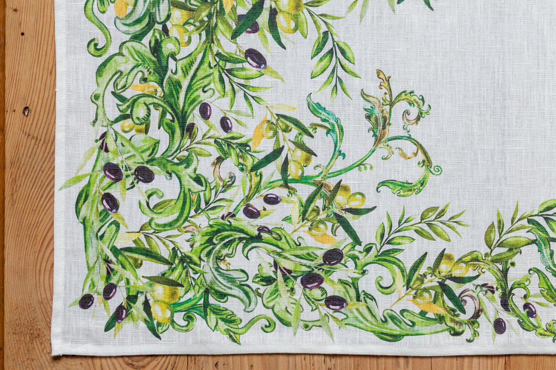 Table runner, olives, housewarming gift, easter table runner, housewarming, farmhouse runner, table decor, linen, table cloth, hand made
