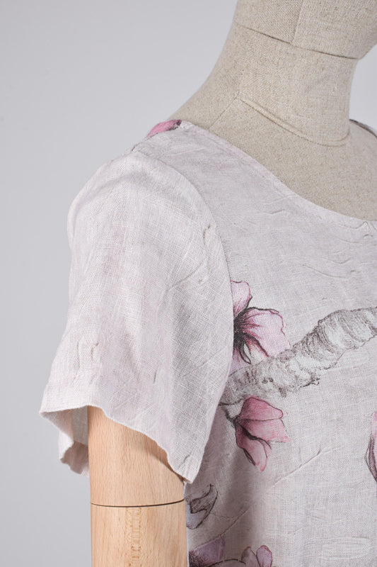 Women dress, Midnight Flowers, linen dress, linen women dress, 100% linen, hand made dress
