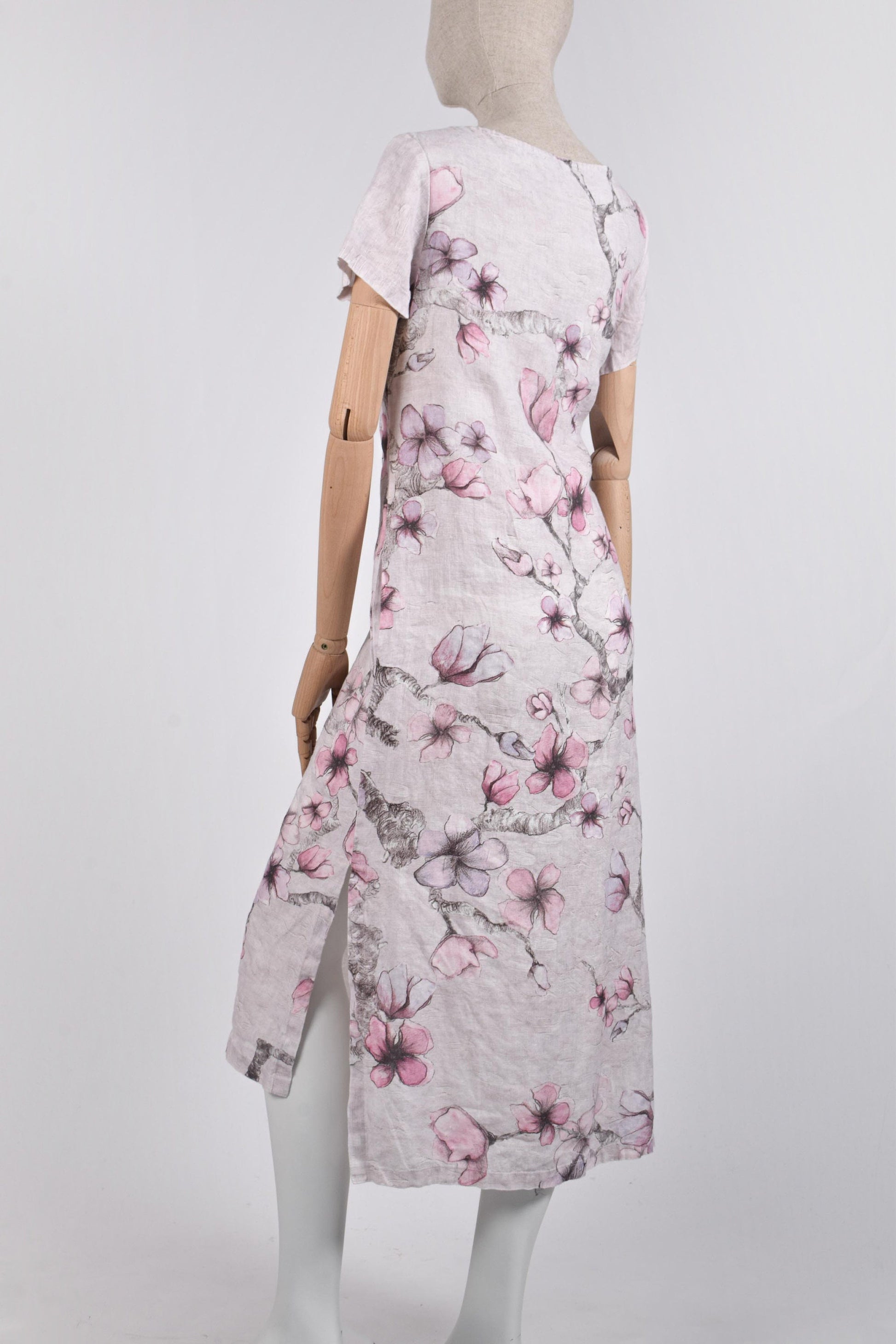 Women dress, Midnight Flowers, linen dress, linen women dress, 100% linen, hand made dress