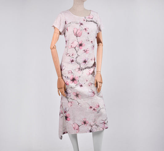 Women dress, Midnight Flowers, linen dress, linen women dress, 100% linen, hand made dress