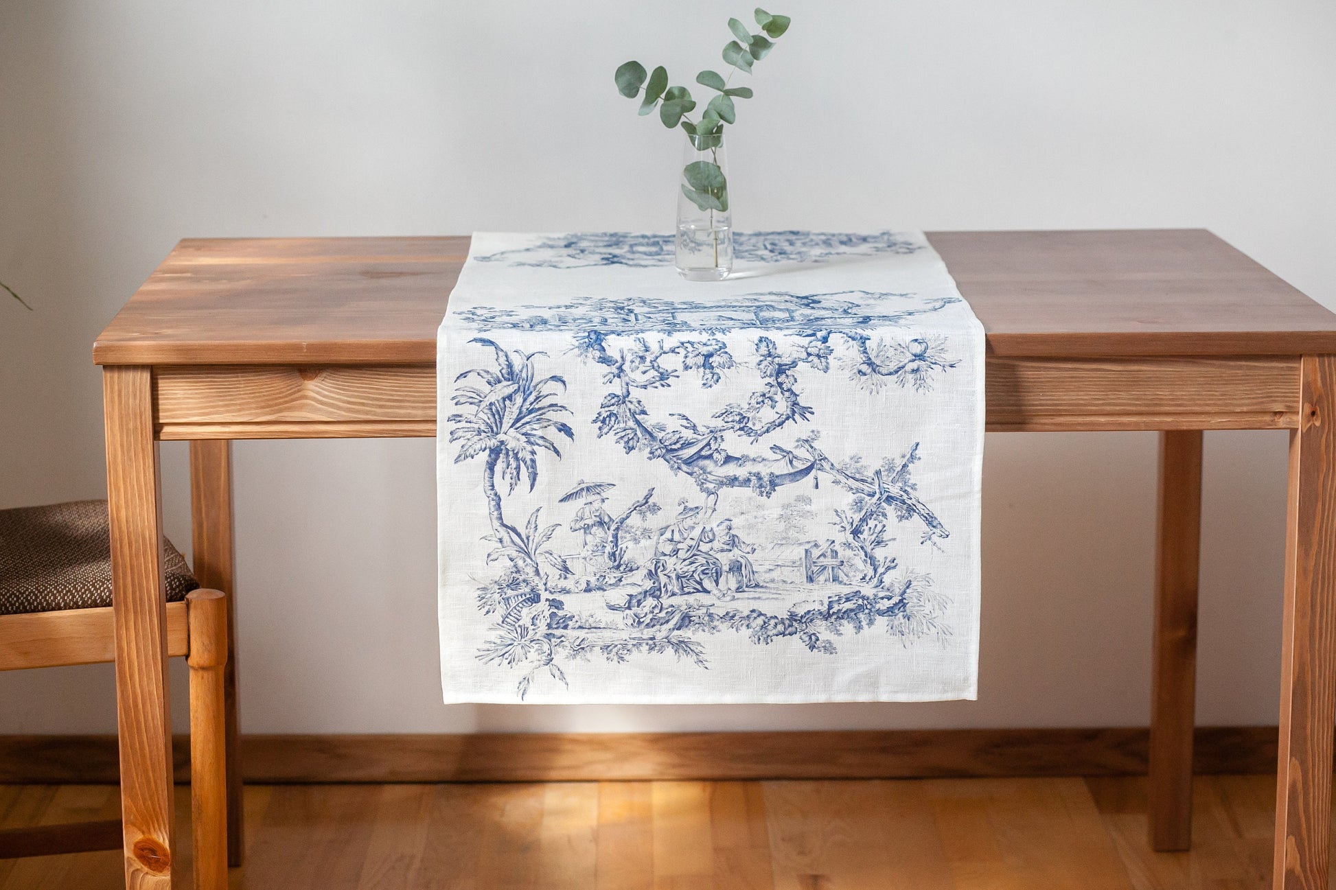 Toile de Jouy, Table runner, Linen table runner, 100% linen, custom table runner, Hand made in Lithuania