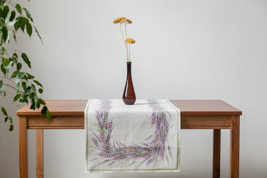 Table runner, Lavenders, linen, custom size, housewarming gift, lavenders, easter table decor, farmhouse decor, wedding table decor, linen