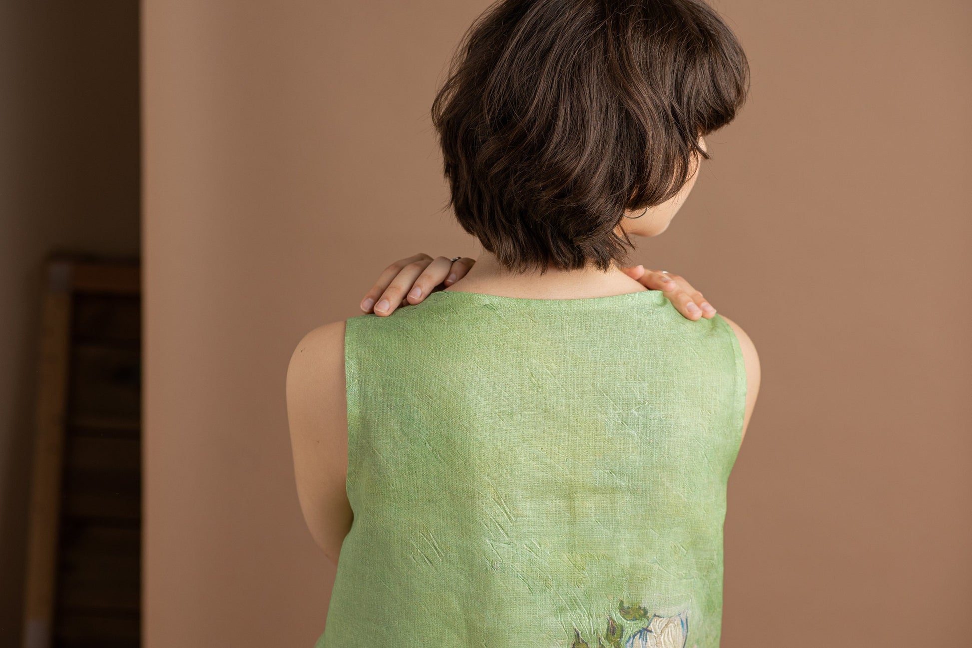 Linen top, Vincent van Gogh, Roses 1890, women blouse, linen shirt, tank top, 100% linen, blouse, sleeveless shirt, custom size shirt