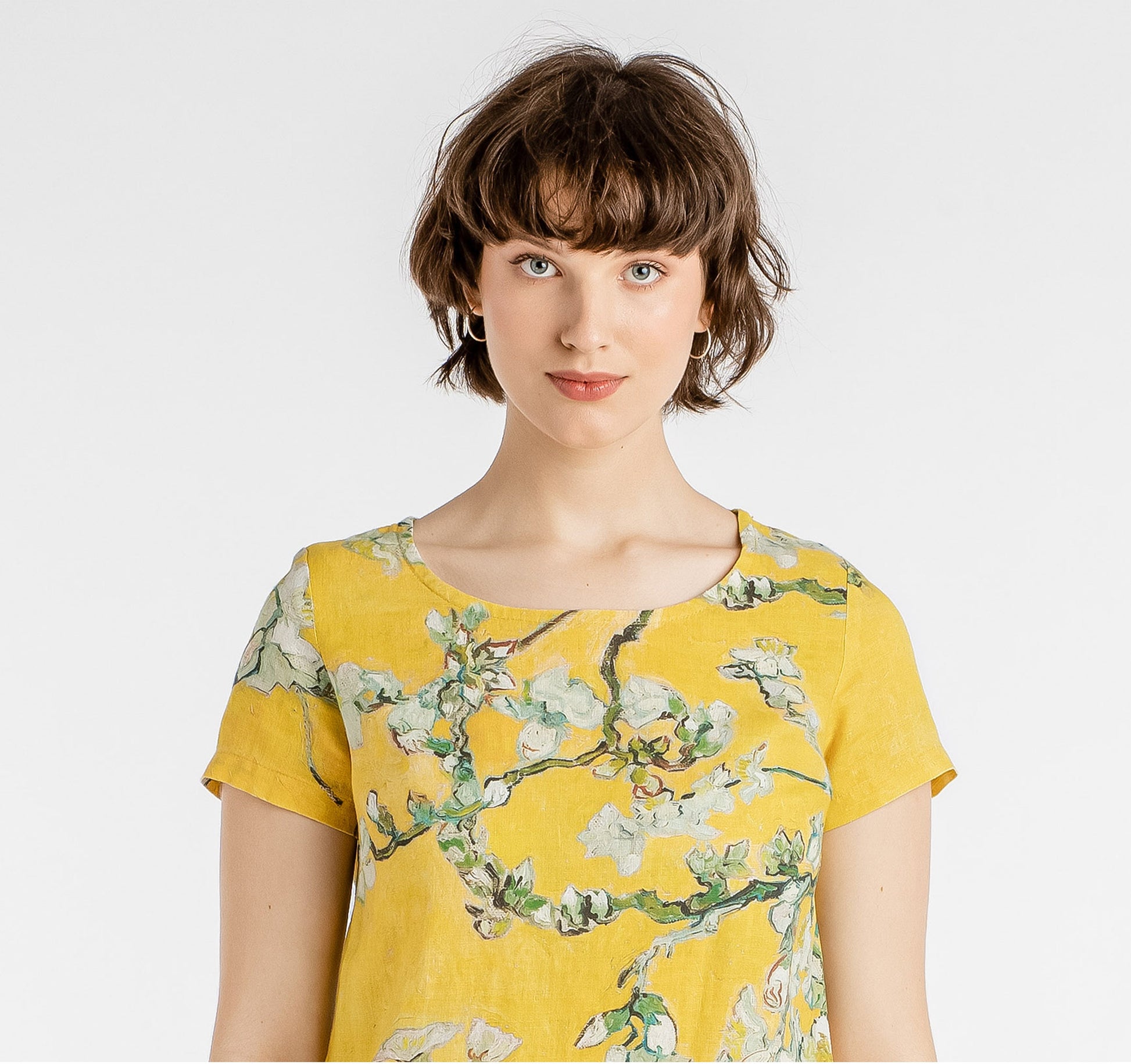 Linen top, Vincent van Gogh, Almond Blossom, Linen Shirt Short Sleeves, Natural Linen Shirt, summer shirt, linen blouse, women shirt