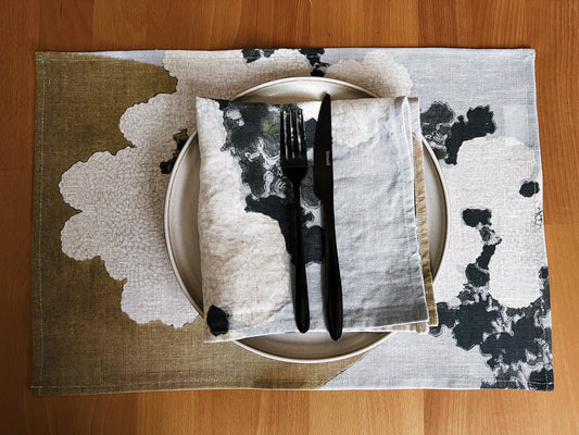 Napkins set, Kamisaka Sekka, Spring Blossom, linen napkins, fabric napkins, Japan art print, 100% linen, wabi sabi