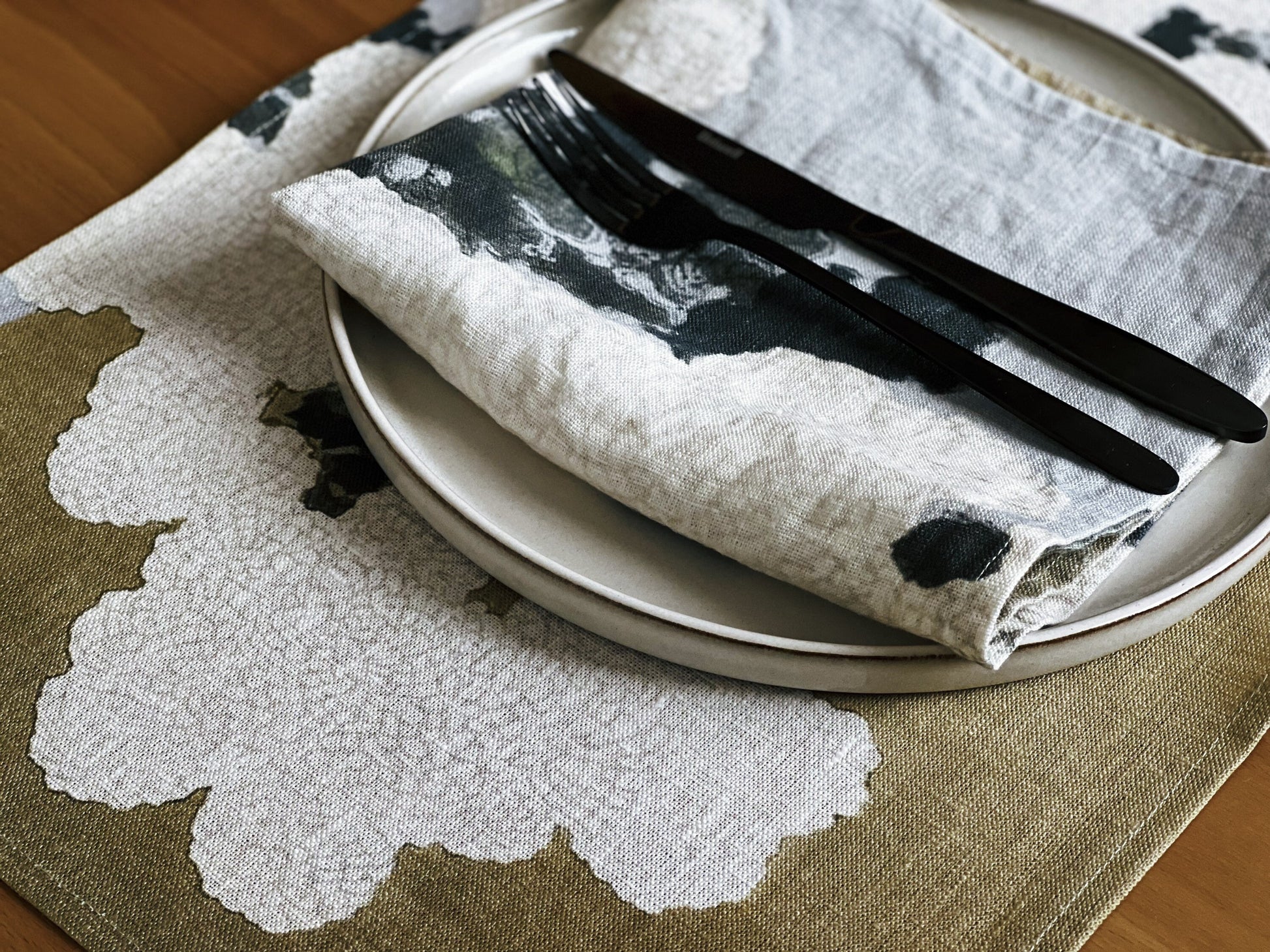 Placemats set, Kamisaka Sekka, Spring Blossom, linen placemats, Japan art, Japan placemats, wabi sabi, 100% linen, fabric placemats