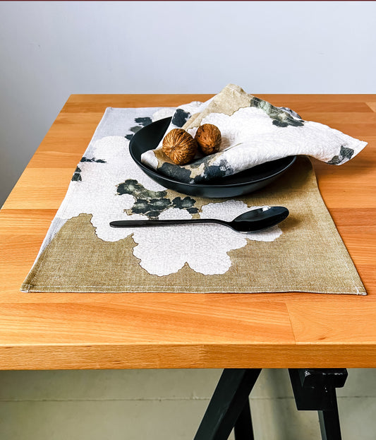 Placemats set, Kamisaka Sekka, Spring Blossom, linen placemats, Japan art, Japan placemats, wabi sabi, 100% linen, fabric placemats