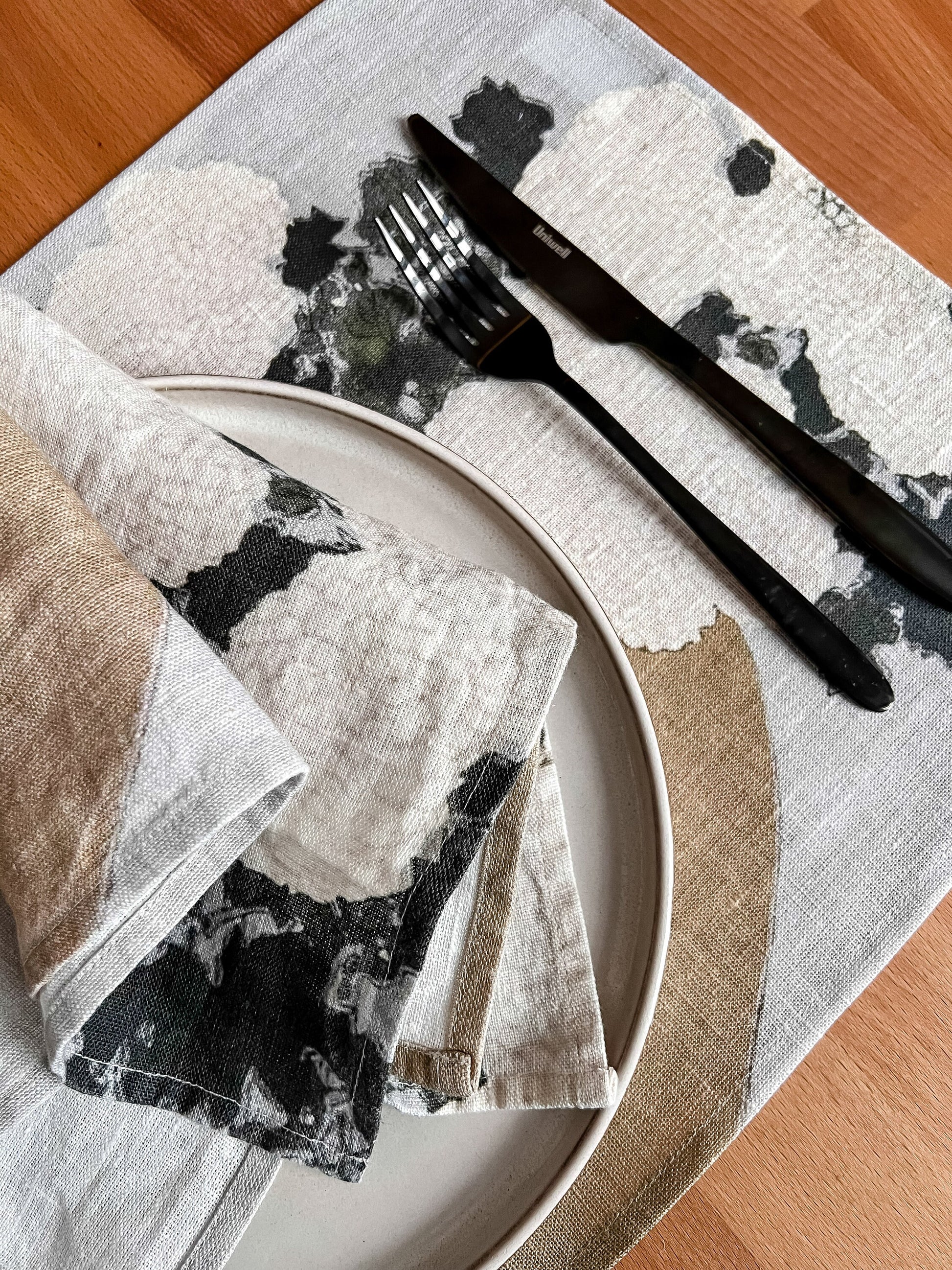 Placemats set, Kamisaka Sekka, Spring Blossom, linen placemats, Japan art, Japan placemats, wabi sabi, 100% linen, fabric placemats