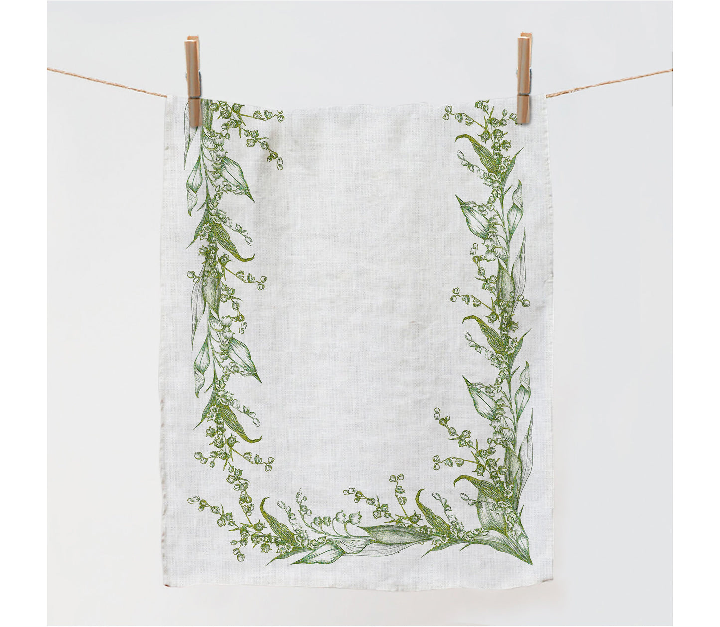 Towel, Lily of the Valley, dish towel, linen towel, Easter decor, Easter kitchen decor, spring towel, 100% linen