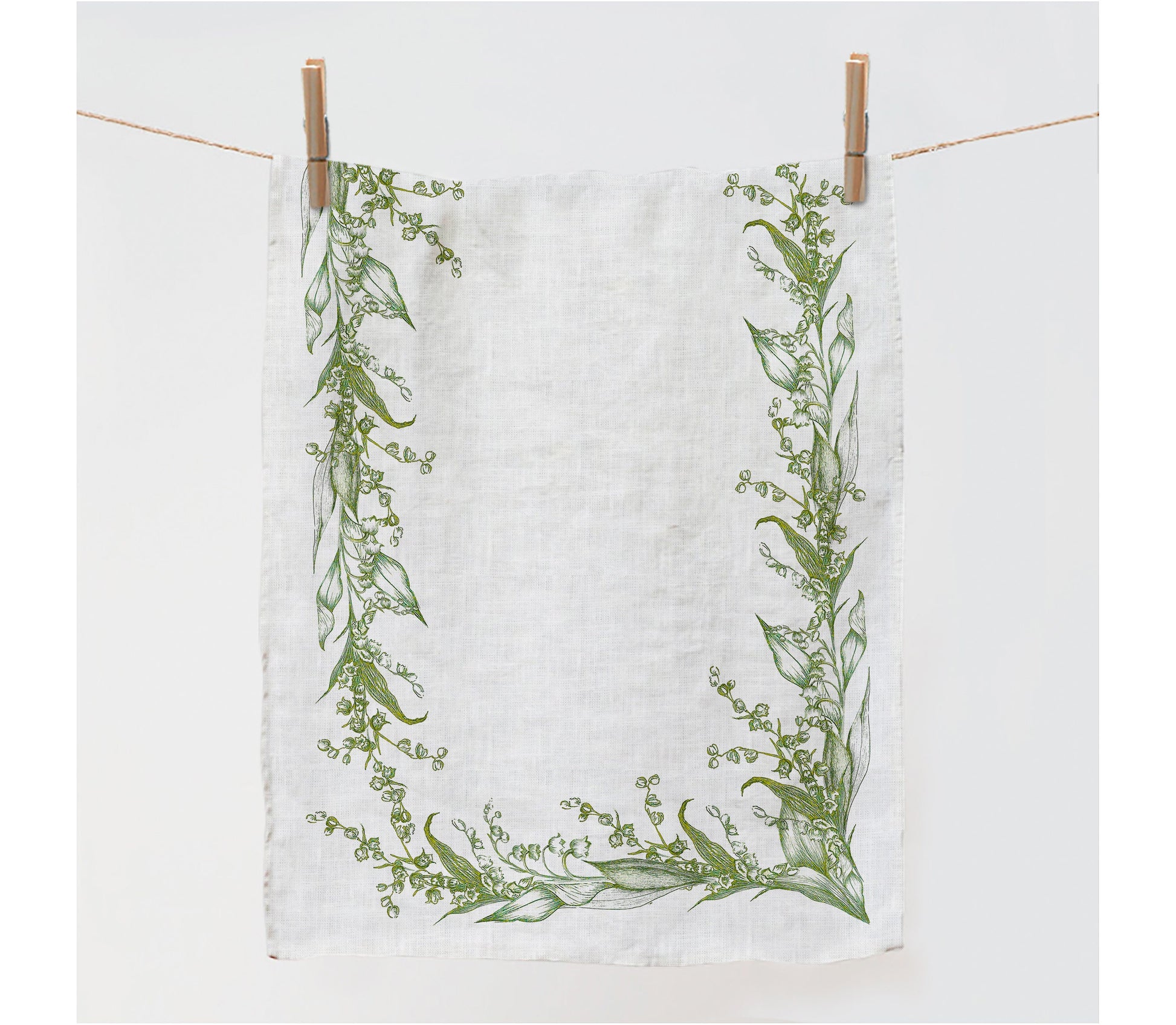 Towel, Lily of the Valley, dish towel, linen towel, Easter decor, Easter kitchen decor, spring towel, 100% linen