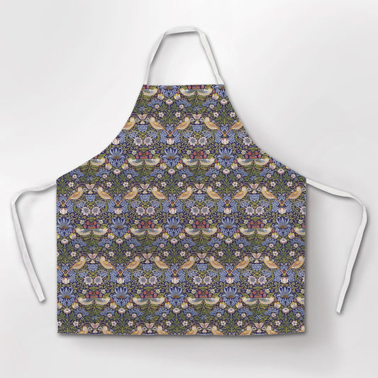 Linen apron, William Morris, The Strawberry Thief, women apron, 100% linen apron, apron wholesale, cross back apron, apron with pocket