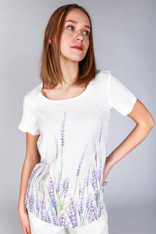 Linen top, lavender, summer shirt, linen shirt short sleeves, natural Linen shirt, summer clothes, linen blouse, women shirt