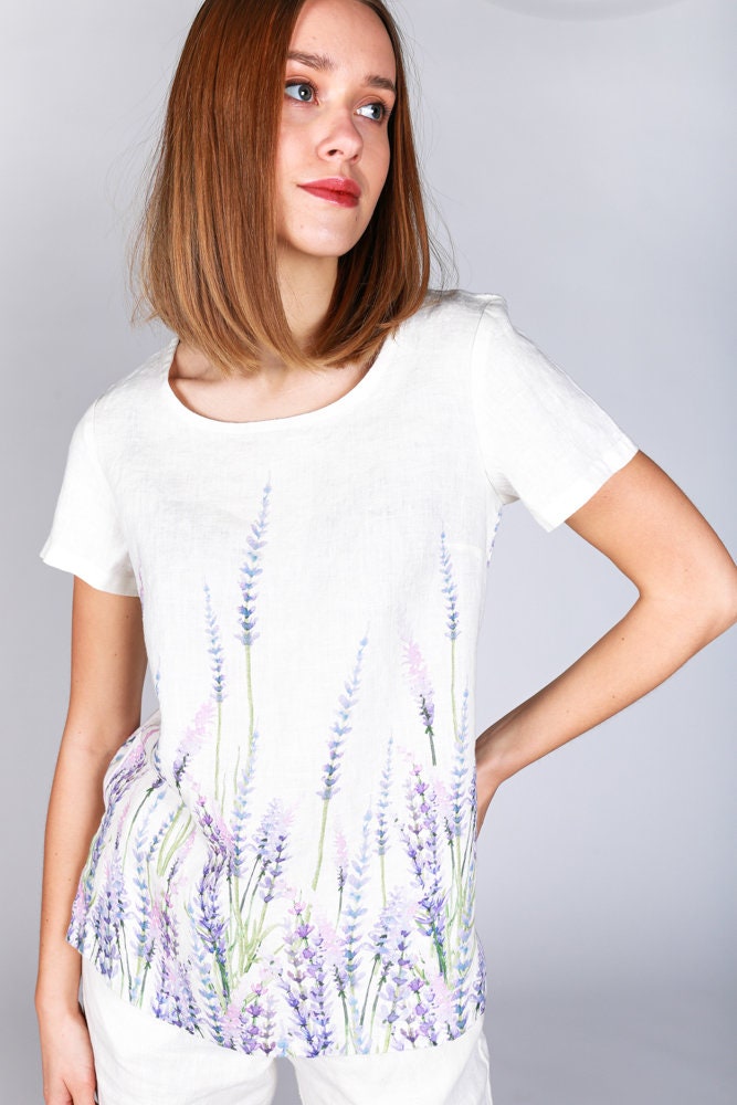 Linen top, lavender, summer shirt, linen shirt short sleeves, natural Linen shirt, summer clothes, linen blouse, women shirt
