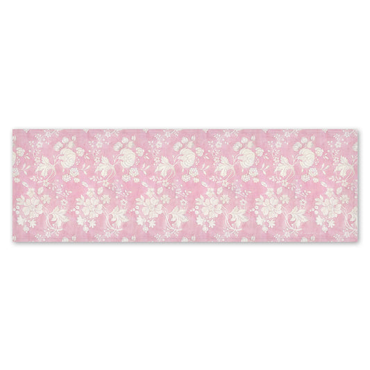 Table runner, Anna Maria Garthwaite, Spitalfields, 1752 - 1753, linen table top, pink toile linens