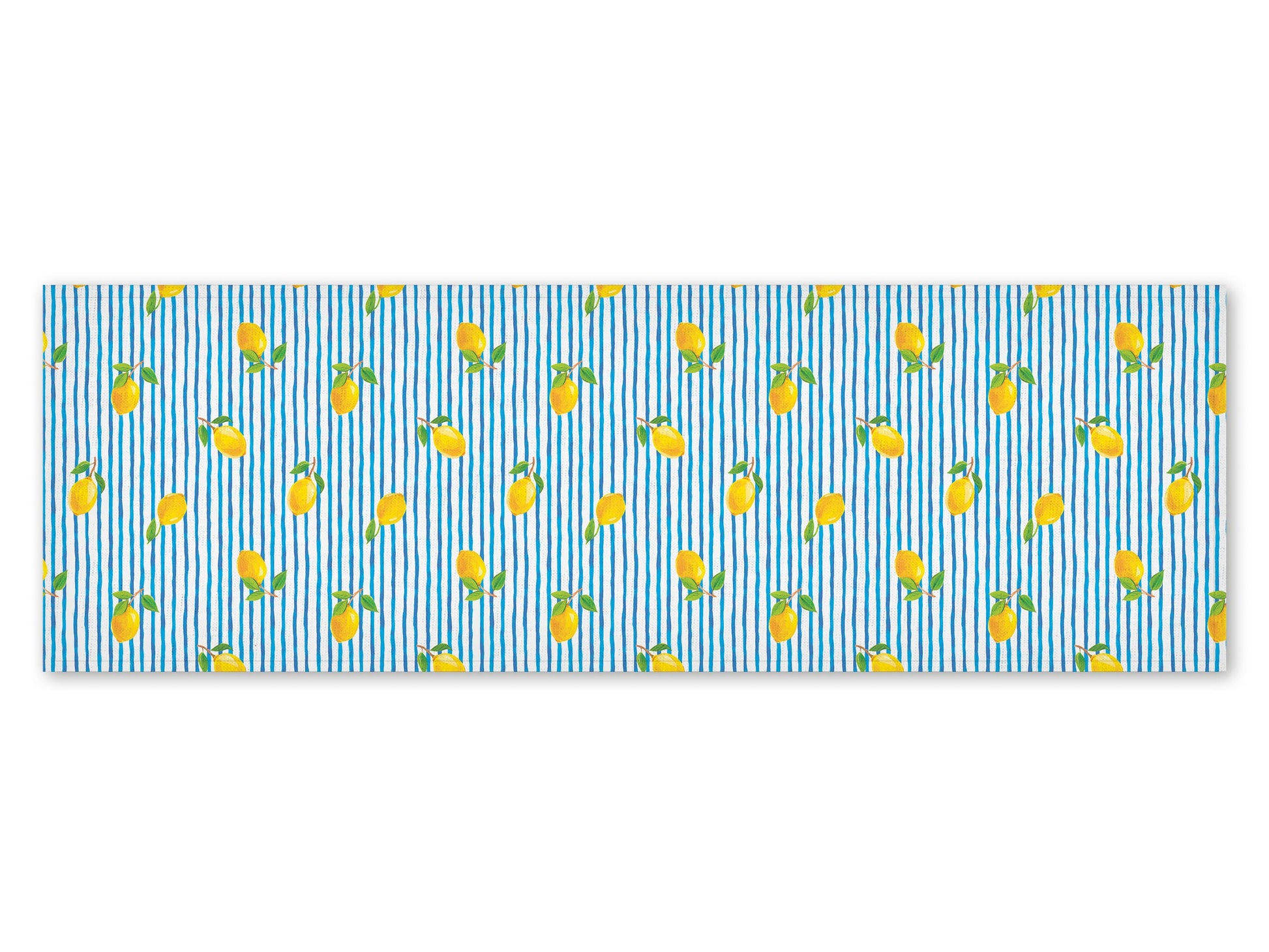 Table runner, Fresh Summer, lemon table top, blue stripes, 100% linen, linen table runner, custom length