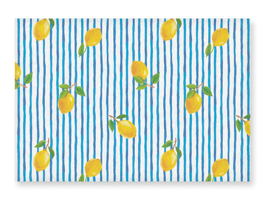 Placemats set, Fresh Summer, linen placemats, 100% linen, lemon placemats, stripes placemats