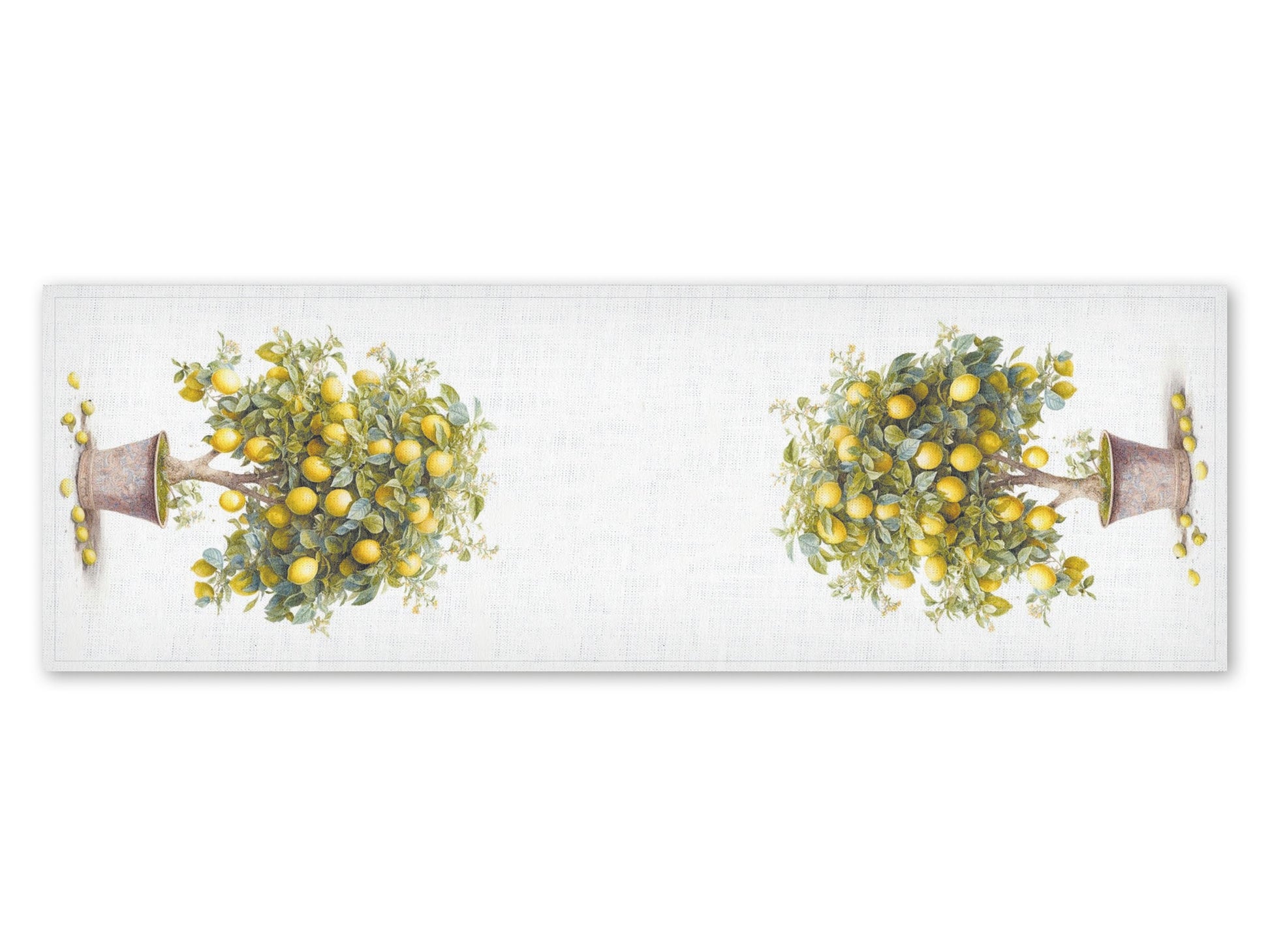 Table runner, Lemon Tree in Pot, Vintage table runner, 100% linen, linen table runner, custom length table runner,