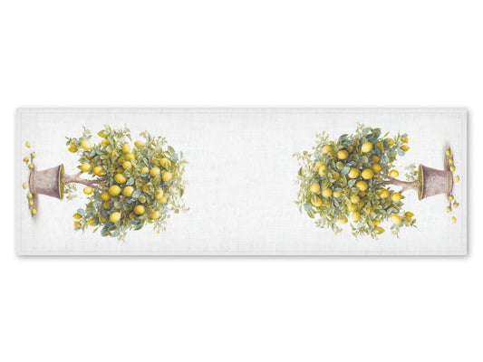 Table runner, Lemon Tree in Pot, Vintage table runner, 100% linen, linen table runner, custom length table runner,