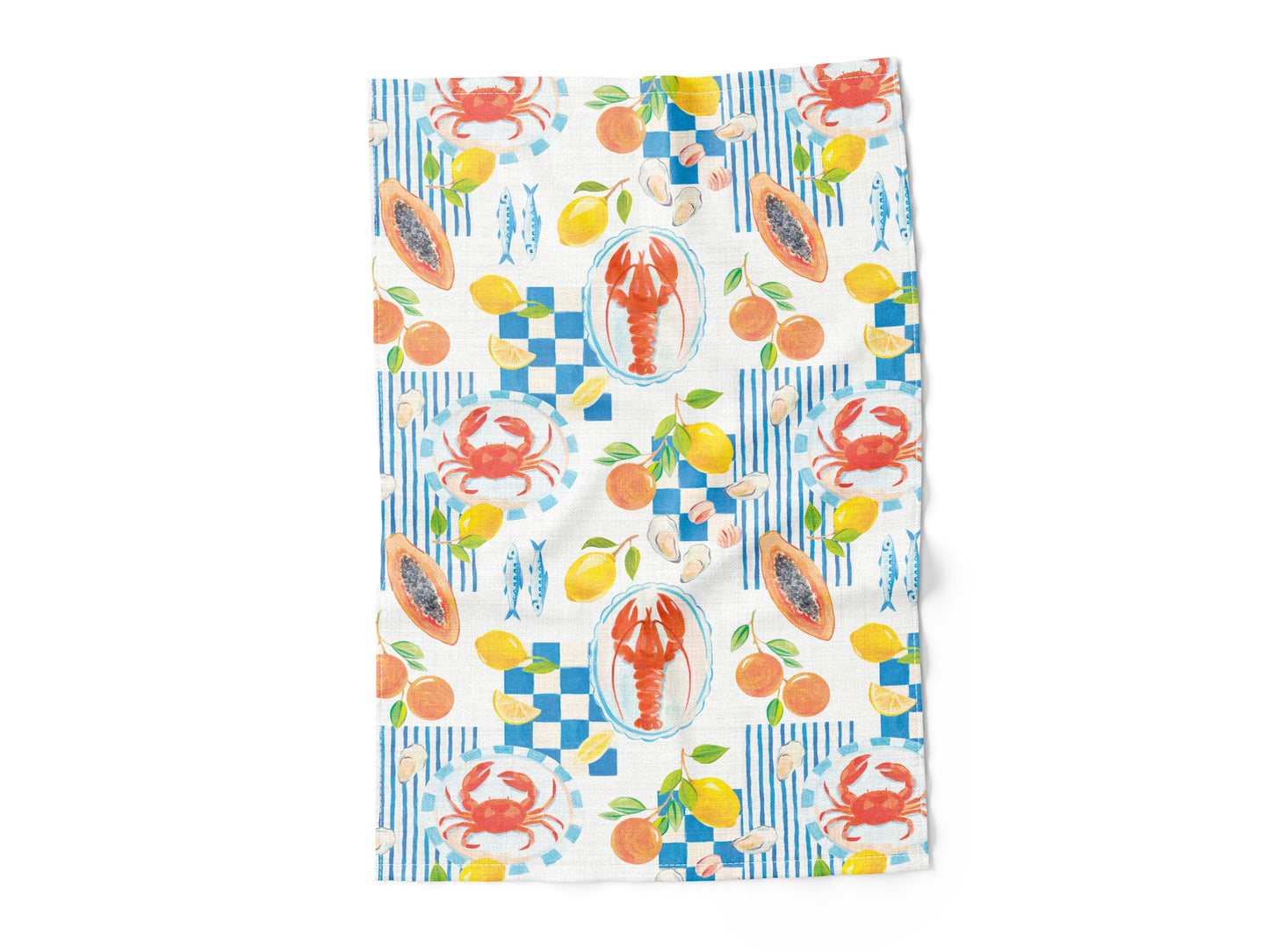 Kitchen towel, Seaside Party, linen towel, hand towel, 100% linen, kitchen decor, Oyster towel