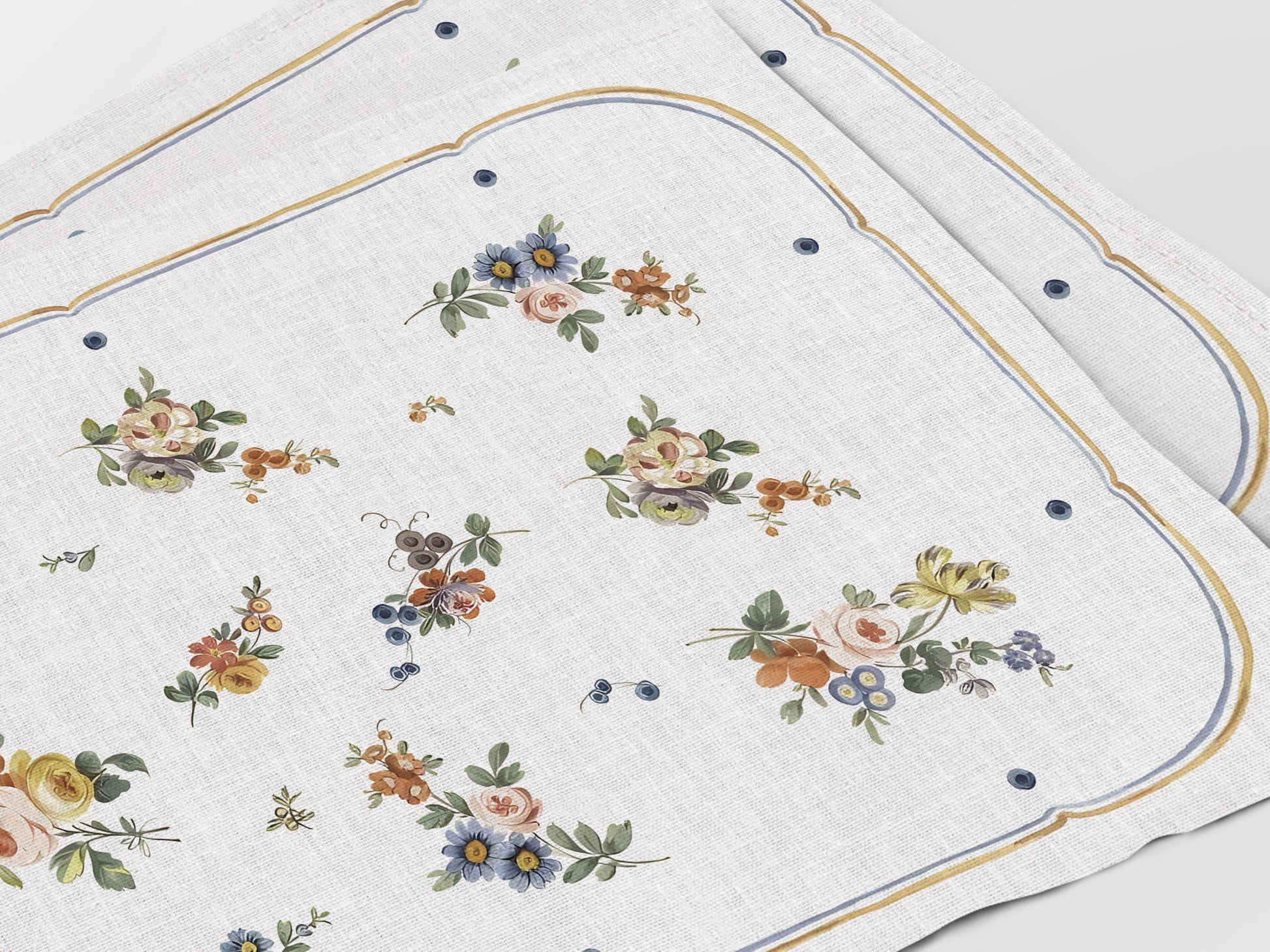 Placemats set, Jacques-François Micaud, Porcelain Salad Bowl, 1775, linen placemats, wedding gift, custom placemats, 100% linen fabric