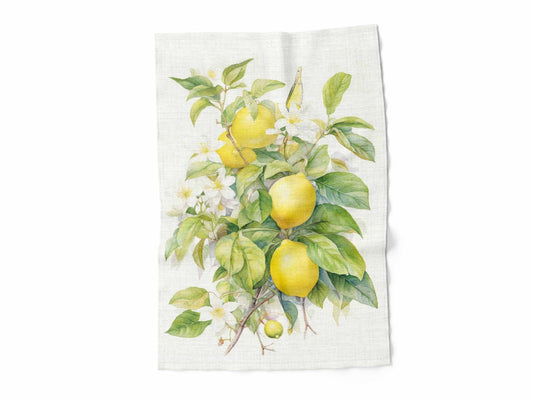 Kitchen towel, Blossoming Lemon Tree, linen towel, hand towel, 100% linen, vintage kitchen decor, vintage towel