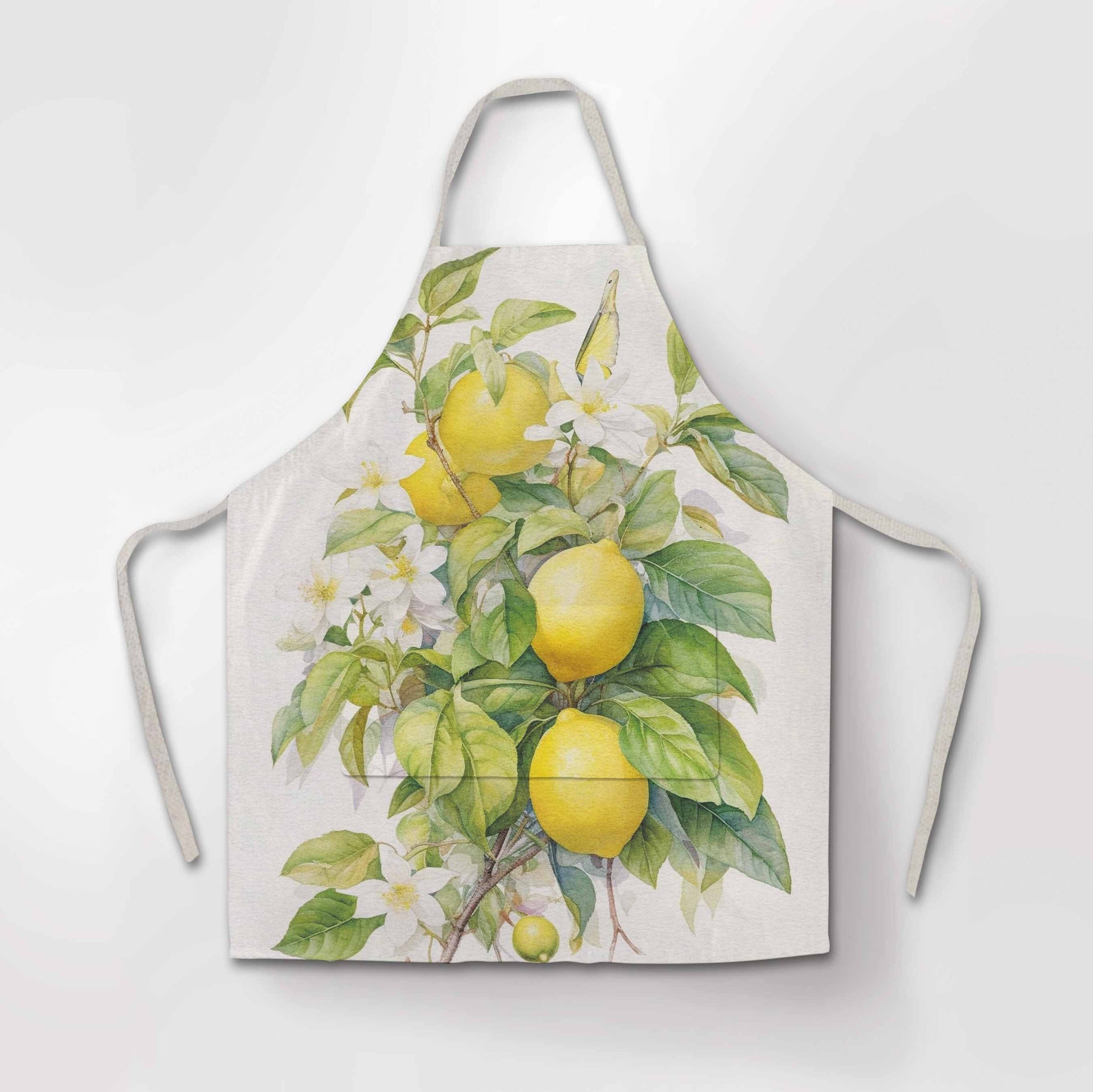 Linen apron, Blossoming Lemon Tree, kitchen apron, custom apron, apron for women, cross back apron